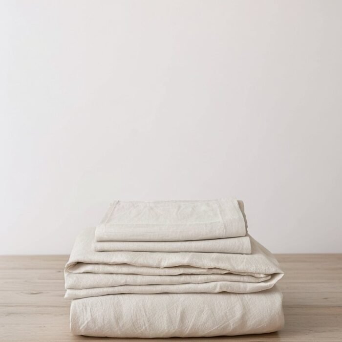 Komplet pościeli lnianej z poszewkami na poduszki – Naturalny i leśny