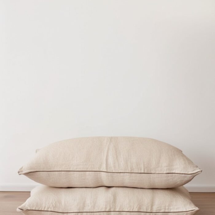 Zestaw 2 poszewek na poduszki z lamówką z lnu – Naturalne i leśne