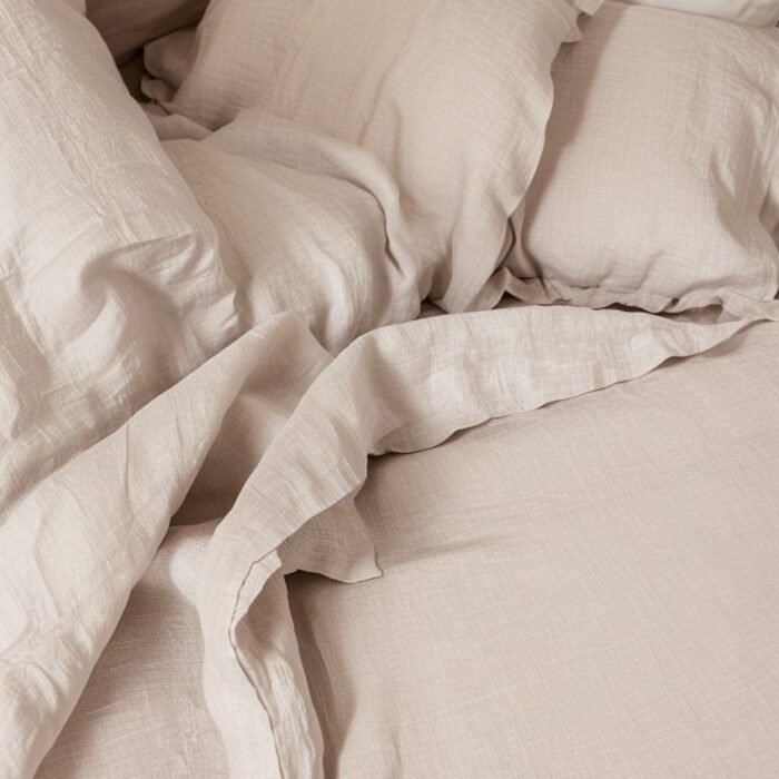 Prześcieradło lniane z obramowaniem - naturalne